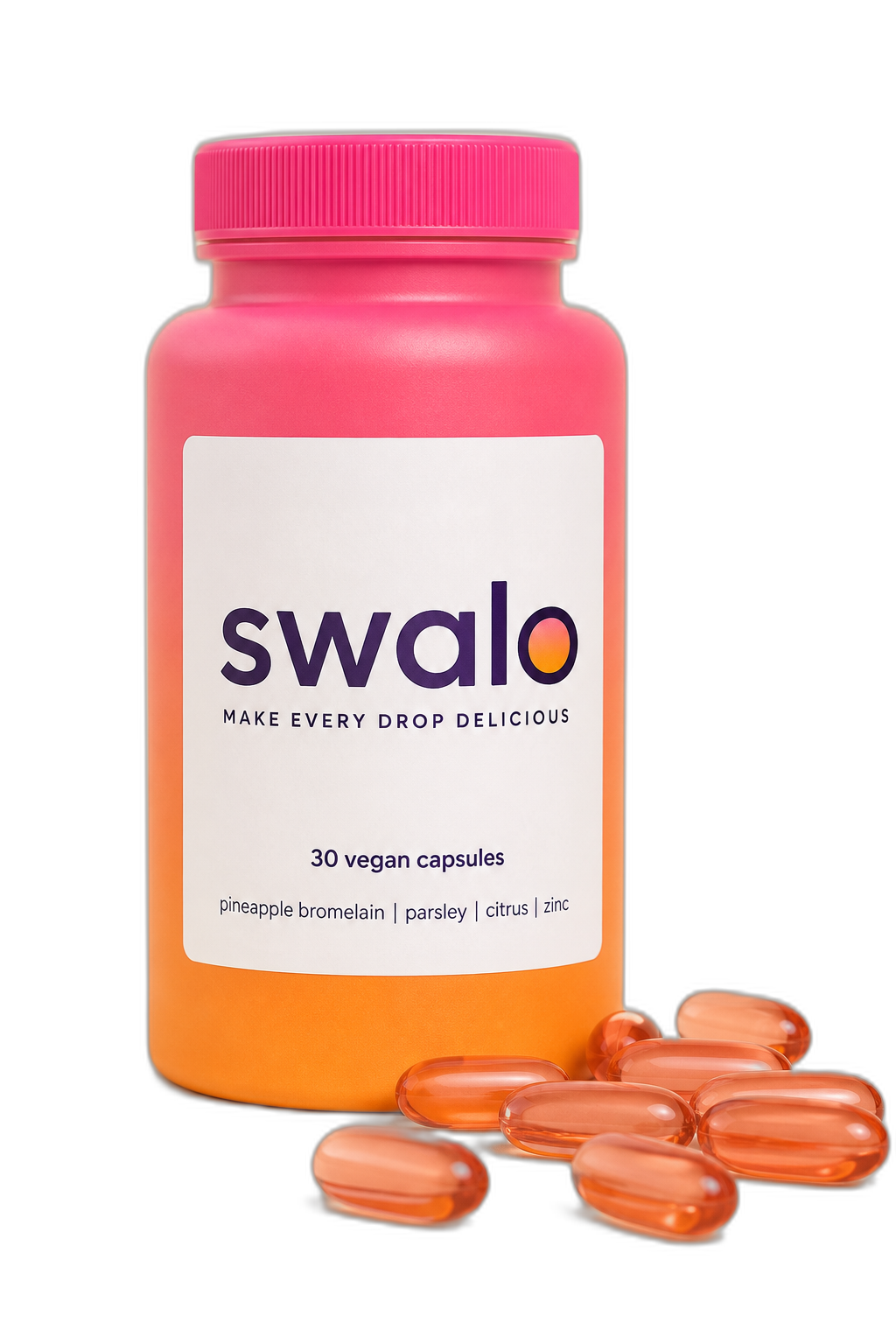 Swalo bottle and capsules